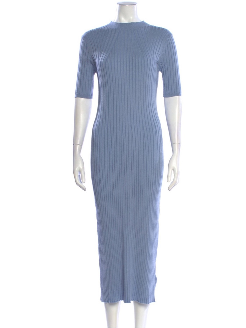 Varley Blue Ribbed Midi Dress